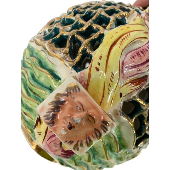 VTG Italian Ceramic Capodemonte Vase / Lamp Base Gold Cherub 8780 Hand Paint - Picture 9 of 12